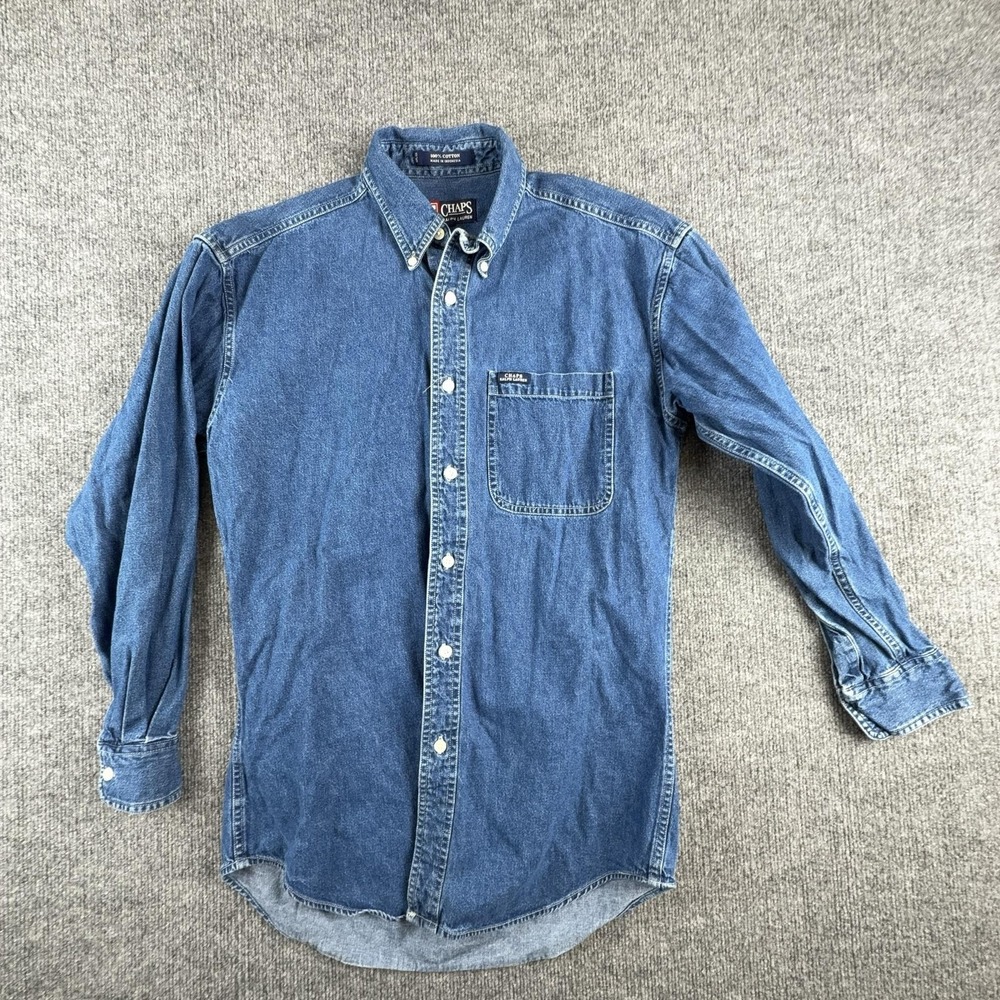 Chaps Ralph Lauren Shirtβ Mens Small Blue Denim Button Down Long Sleeve Casual